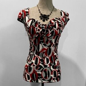 Red Black Print with Padded Chest Top